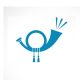 Horn and trumpet musical instruments icons on white background